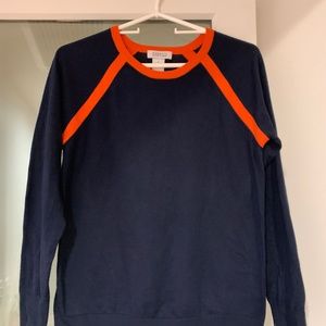 BARNEYS NY NAVY BLUE SWEATER WITH ORANGE TRIM